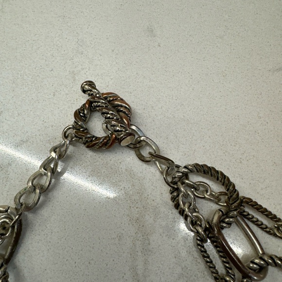 Layered Silver And Faux Pearl Necklace/ Choker Stunning 18” - Picture 7 of 8